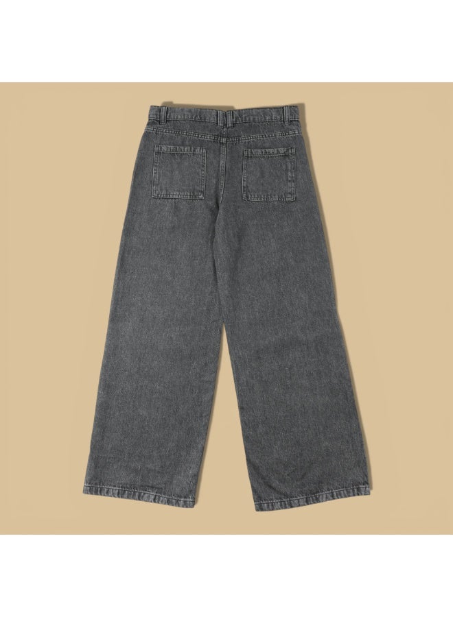 MARWAN Girls Denim Baggy Long Pants Wide Leg with Adjustable Waistband - Image 2